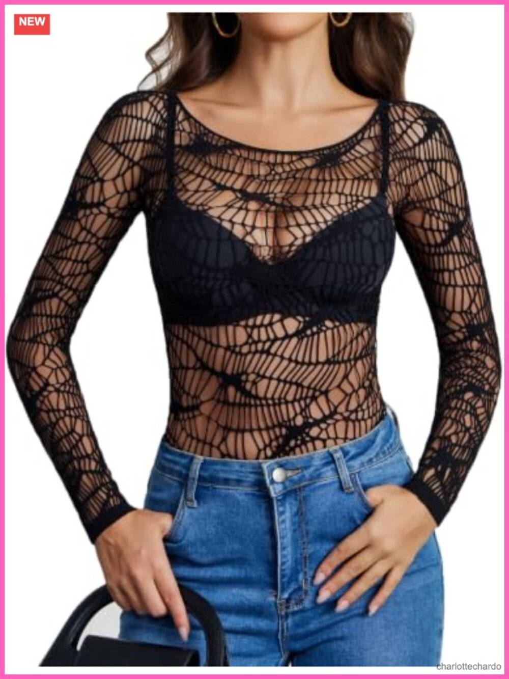 Avidlove Women Fishnet Top Goth Punk Spiderweb Mesh Club Outfit